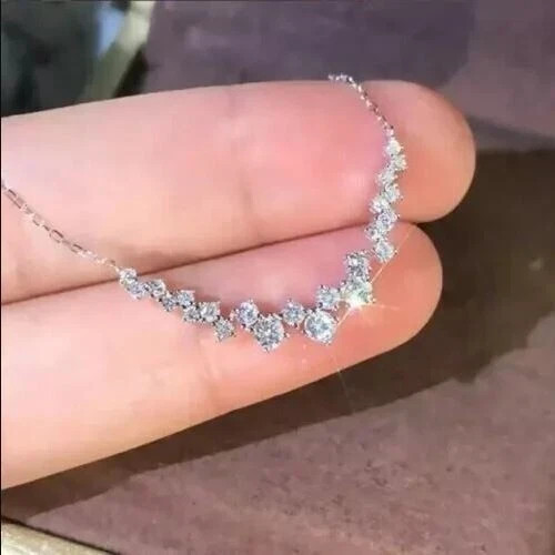 1.80 Ct Round Cut Lab Created Diamond Necklace 14K White Gold Plated Silver
