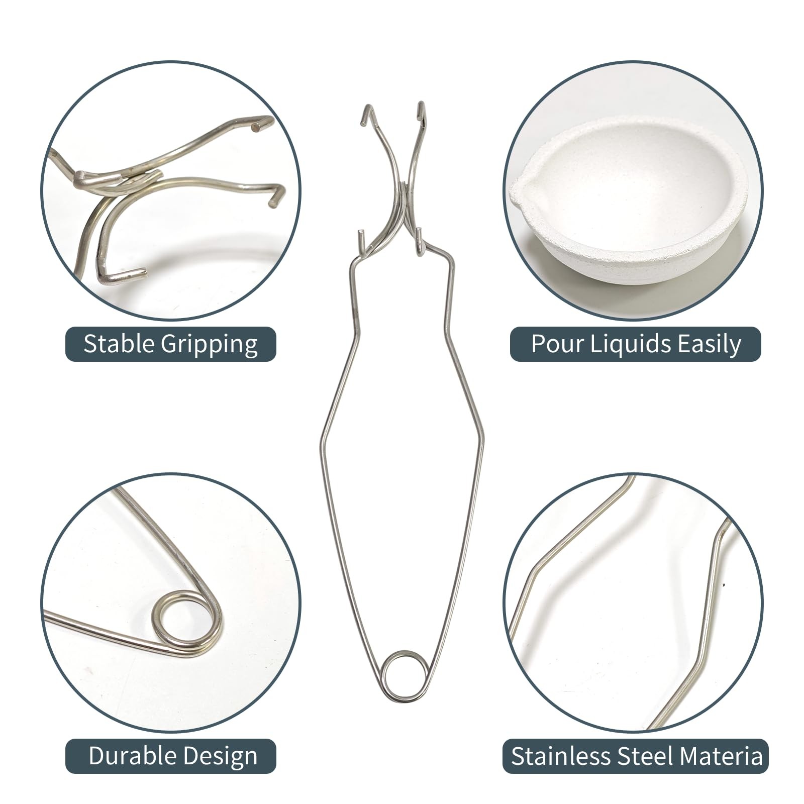Melting Metal Crucible Kit 8-Piece with 2 Tongs,4x2oz & 2x5oz Refractory Bowl…