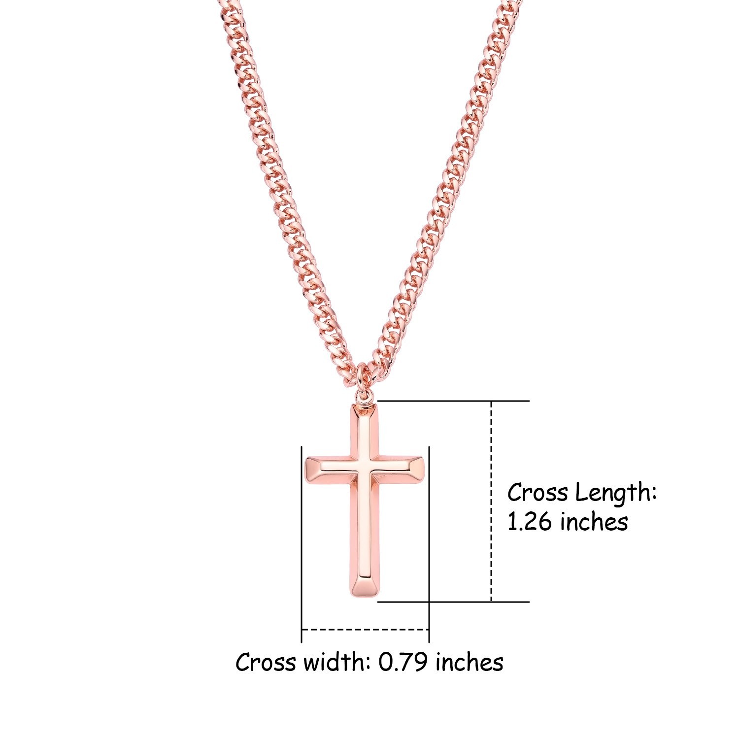 99.9% Pure Copper Cross Necklace 18, 20, 22, 24 Inch Chain Christian Pendant