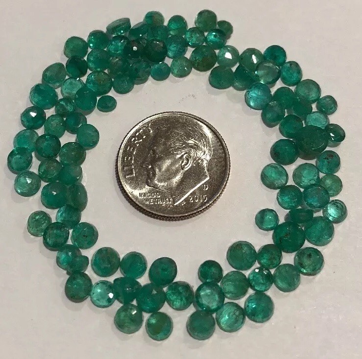 EMERALDS – NATURAL FACETED ROUND – Loose Gems ~3mm-5mm- 1 STONE/$14.99- FASTSHIP