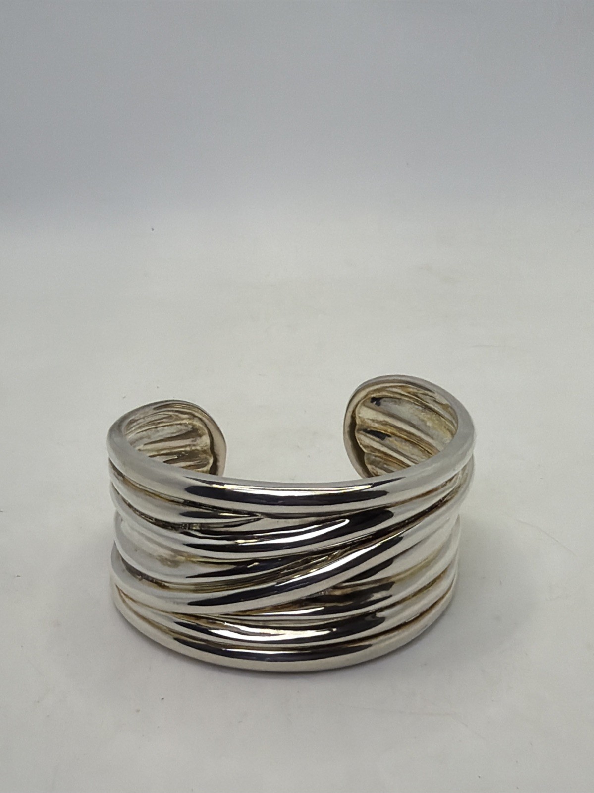 Vtg Ross Simon Ribbed Wide Sterling Silver Cuff Bracelet Weighs 59grams