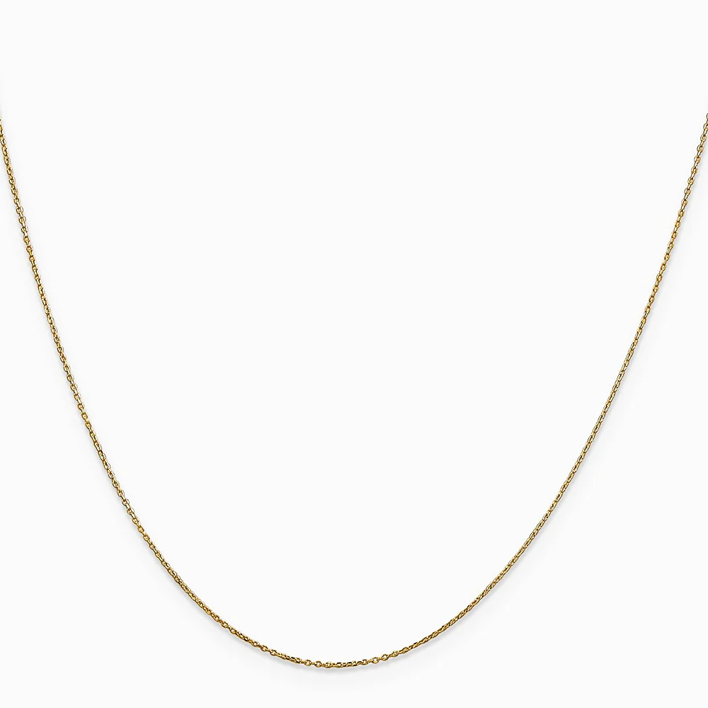 14K Yellow Gold .6mm Diamond-Cut Round Open Link Cable Chain Necklace 14″-24″