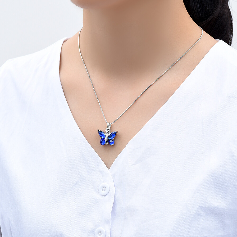 Butterfly Cremation Necklace for Ashes-Urn Neckalce for Women Cremation Jewelry