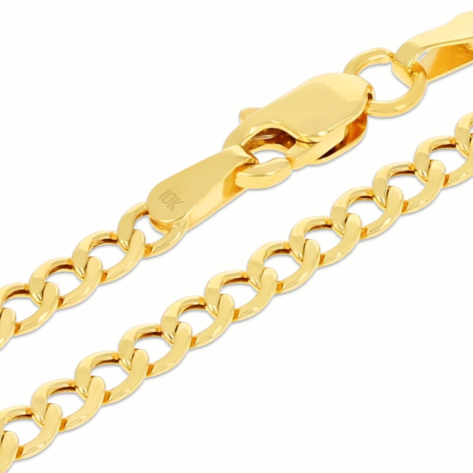 10K Yellow Gold 2.5mm Curb Cuban Link Chain Womens Bracelet or Anklet 7″ 8″ 9″