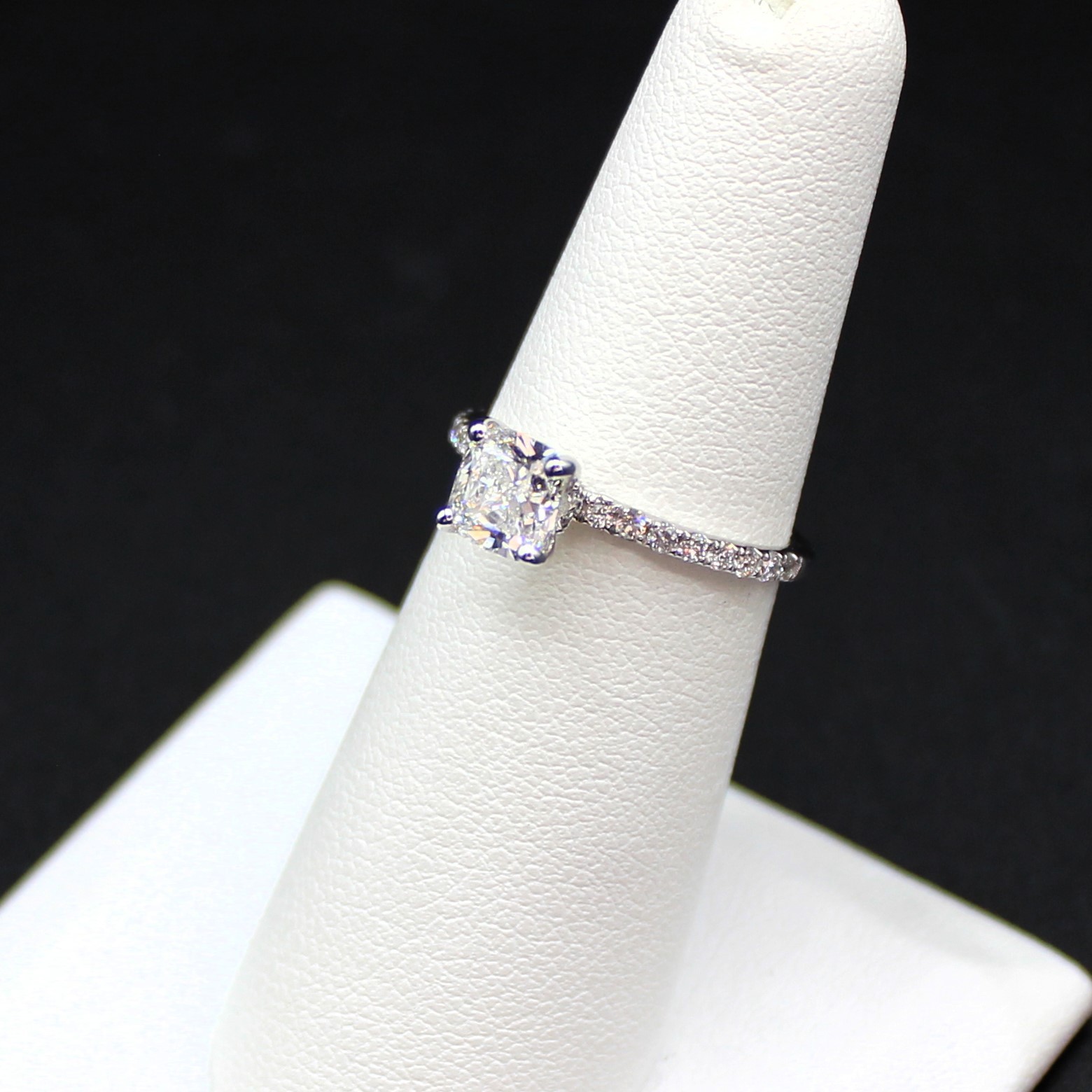 18K White Gold 1.37CTW H VVS2 Cushion Cut Diamond GIA Engagement Wedding Ring