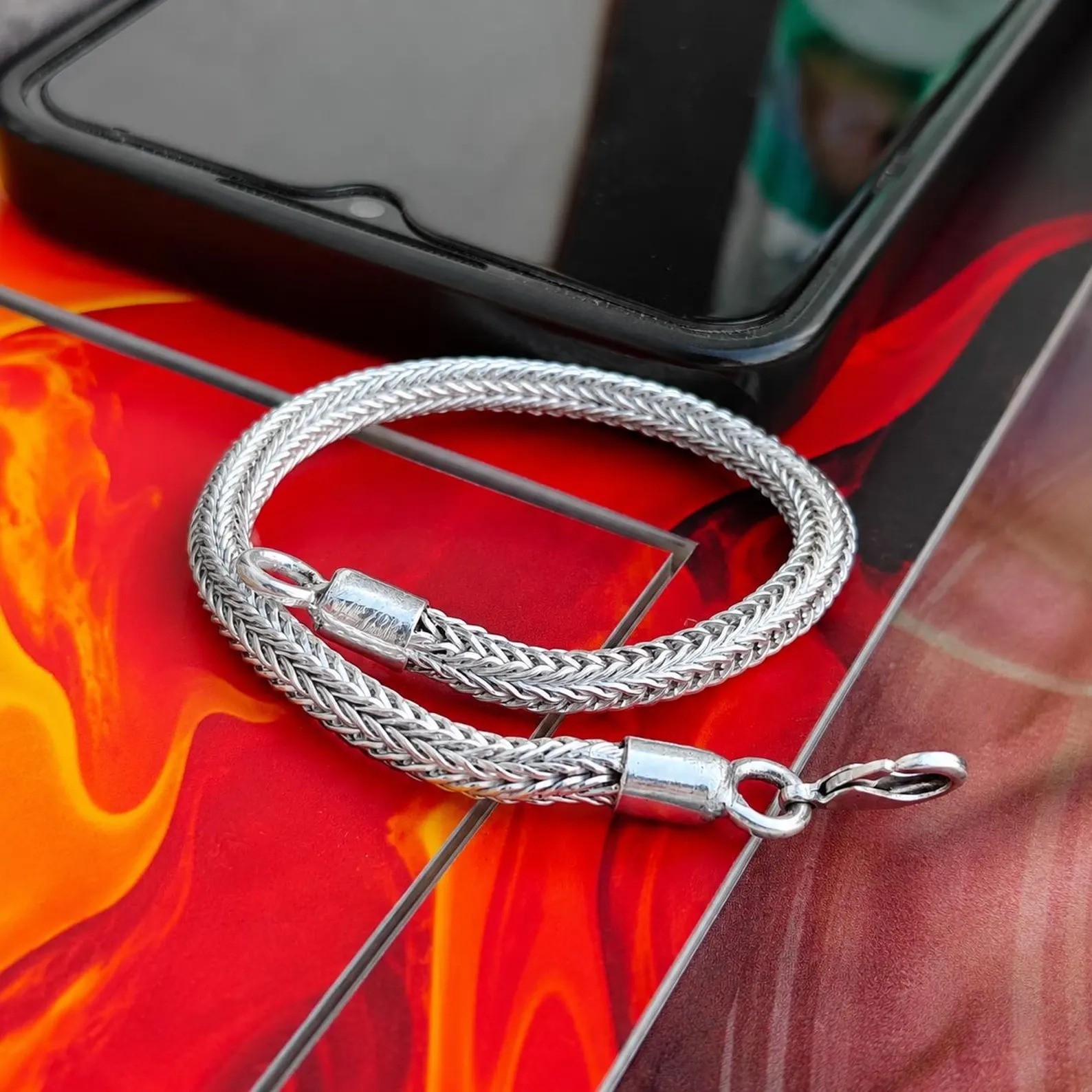 Handmade 925 Sterling Silver Braided Chain Bracelet, Minimalist Everyday Jewelry