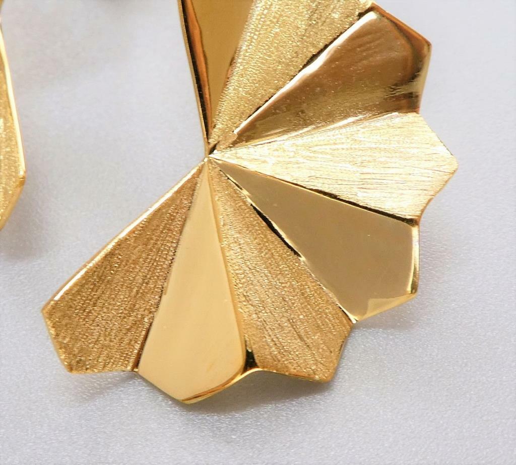 Gold Plated Sterling Silver Geometric Faceted Shapes Stud Earrings Modern Unique