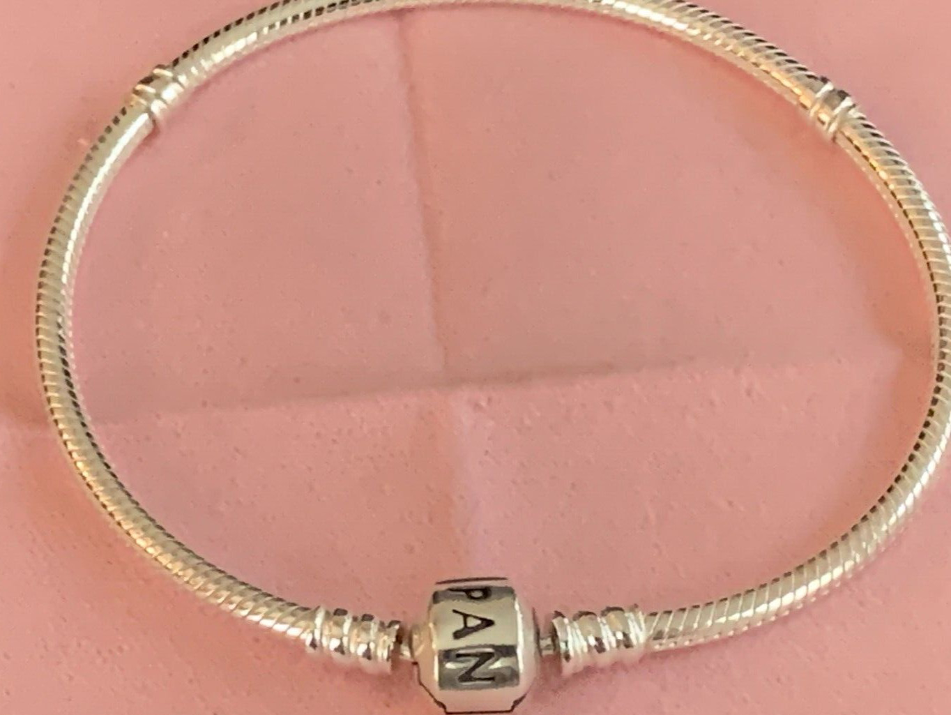 Authentic Pandora Silver Barrell clasp snake chain Bracelet 7.9″ 590702HV-20 NEW