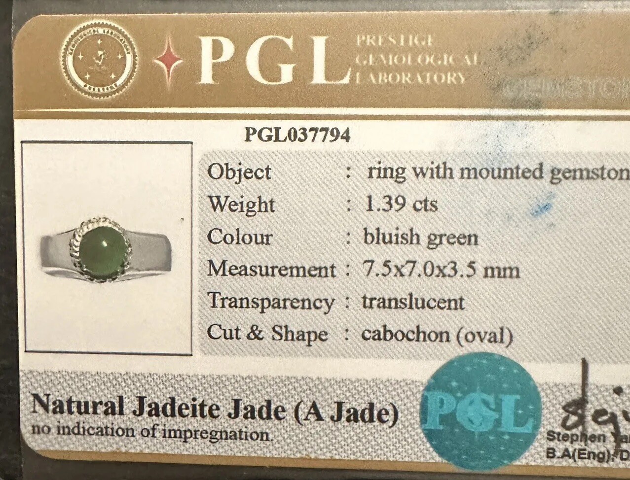 1.39CARET NATURAL BURMA JADEITE JADE TYPE A LOOSE GEMSTONE GREEN COLOR