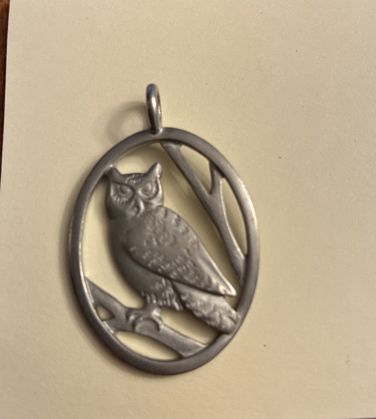 Lovell Designs Of Maine Owl Pewter Pendant NWOT 1.5” signed