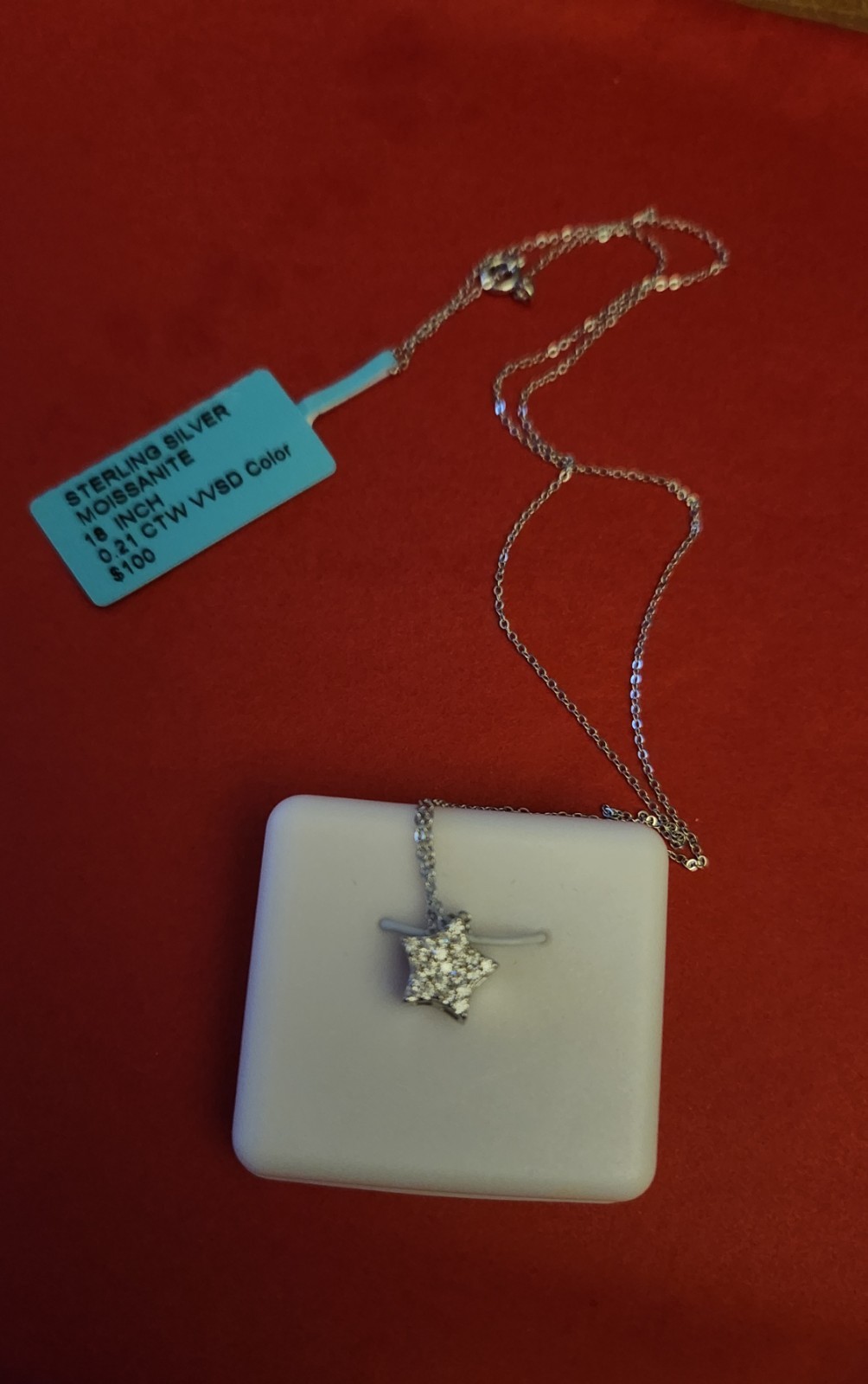 STERLING SILVER 925 Italian Necklace MOISSANITE 18 INCH 0.21 CTW Retails $100