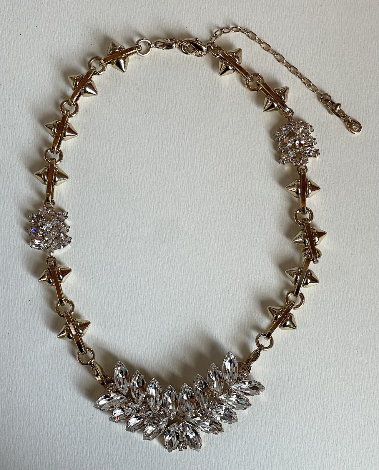 Cabi Convertible Rhinestone Necklace Brooch Bracelets Laurel Wreath Goldtone 16”