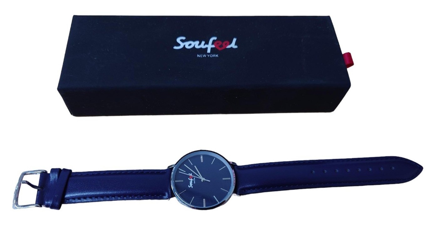 Soufeel Watch Navy New in Box Blue Adjustable Leather Strap Unisex Gift