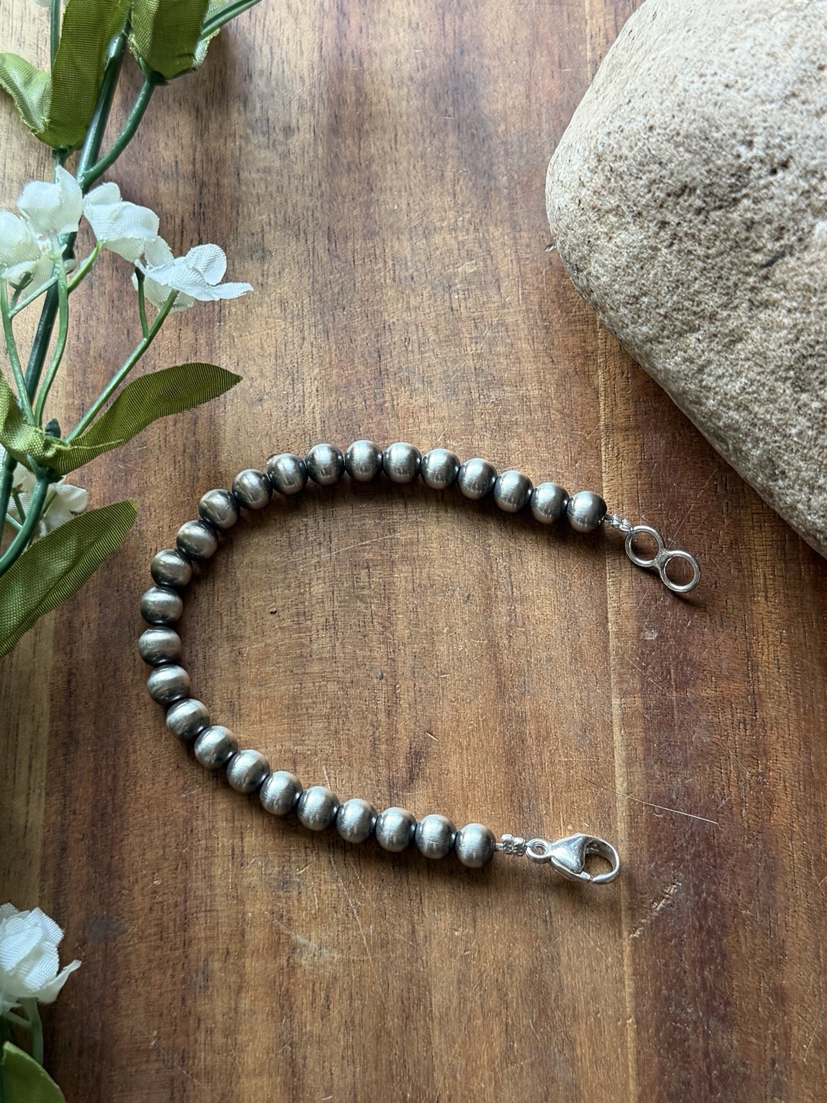 Necklace Chain Extender Sterling Silver Pearls Bead 6mm 6 Inch Lobster Clasp
