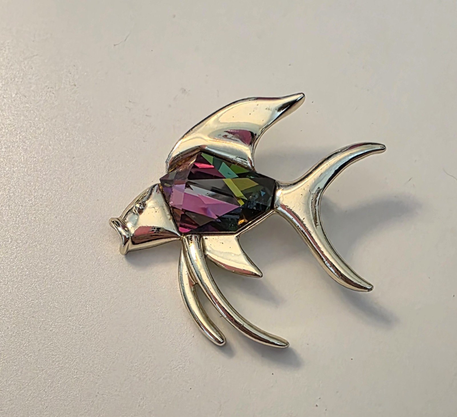 Vintage Sarah Coventry Brooch Pin Tropicana Angel Fish Silver Tone Signed 1960s