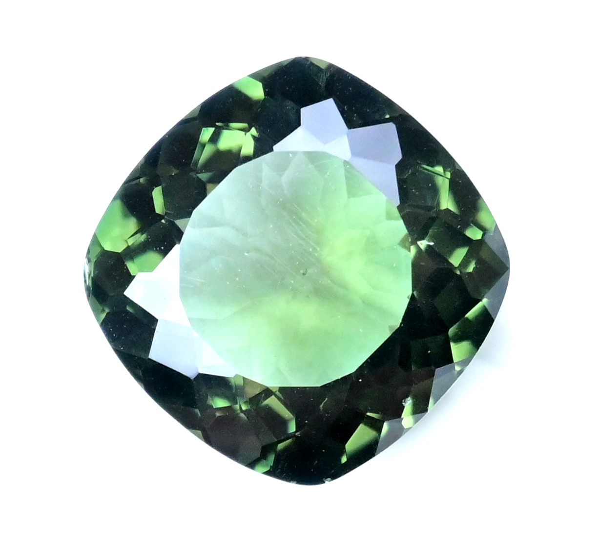 20.00 Ct Flawless Natural Greenish Moldavite Cushion Cut Certified Gemstone