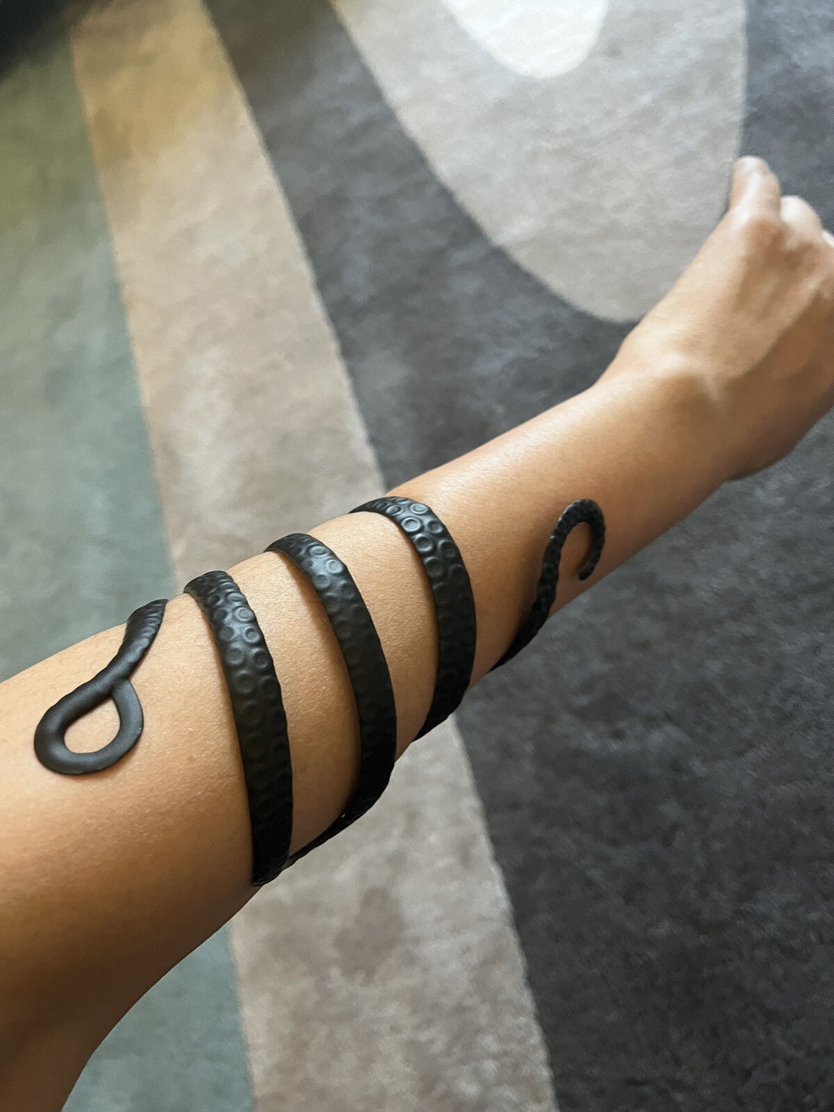 Black Cuff Bracelet Snake Octopus Acrylic Kraken Tentacle Bracelet Chunky Gothic
