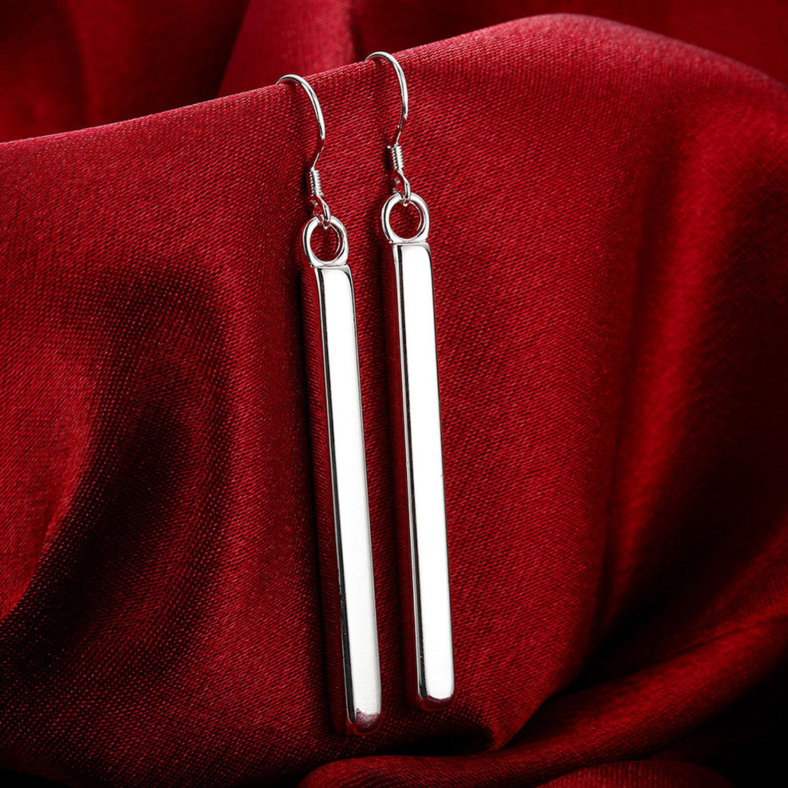 Ladies Alloy Silver Plated Dangle Hoop Earring Ear Studs Fashion Piecing Jewelry