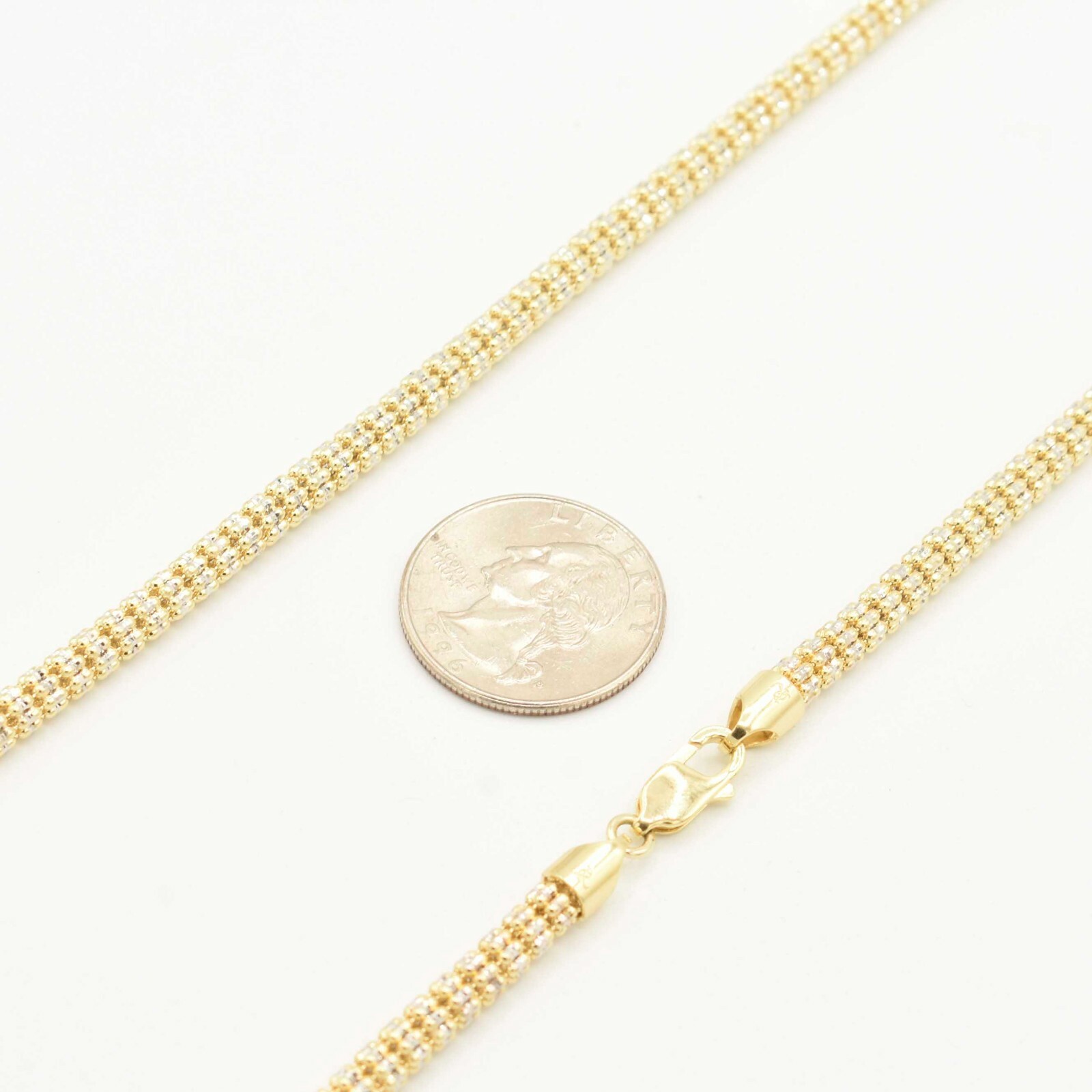4.4mm Diamond Cut Iced Chain Link Chain Necklace Real 10K Yellow White Gold