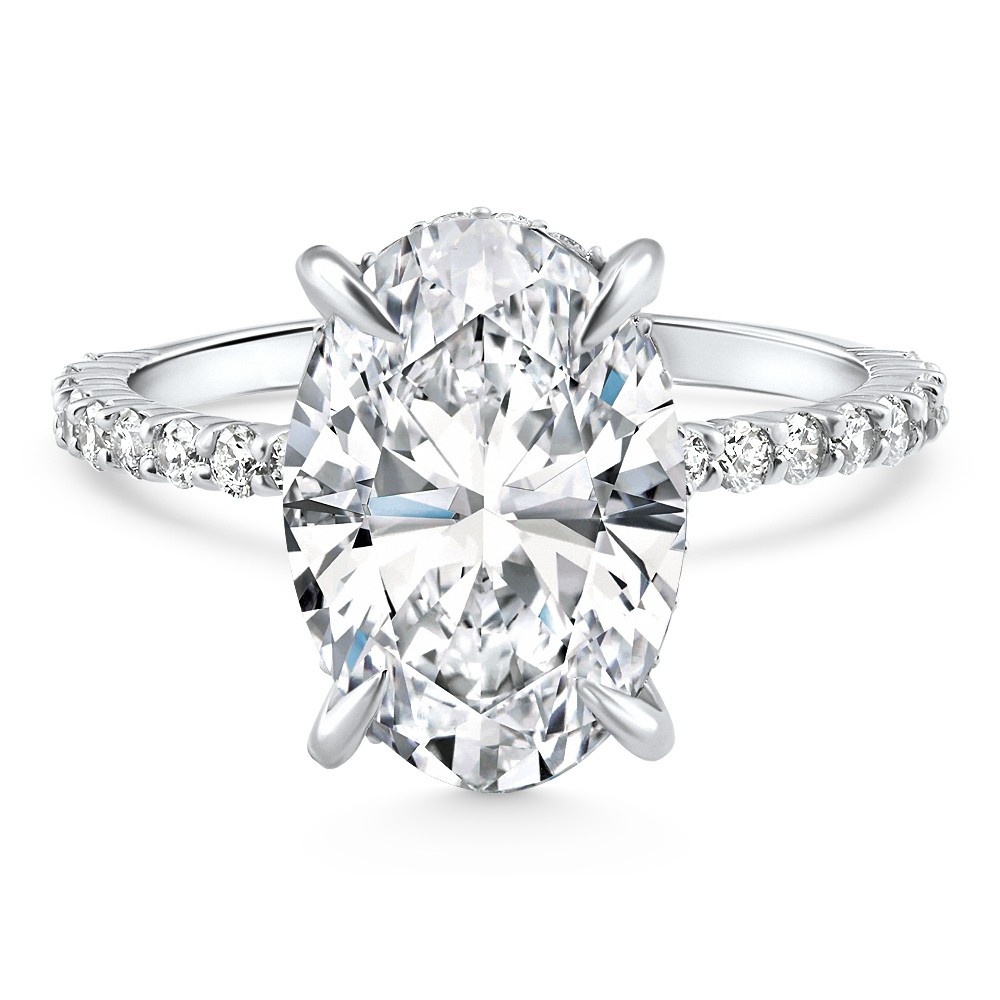 Certified 4.55Ct Oval Diamond Side Halo Engagement Ring 14k White Gold Lab Grown