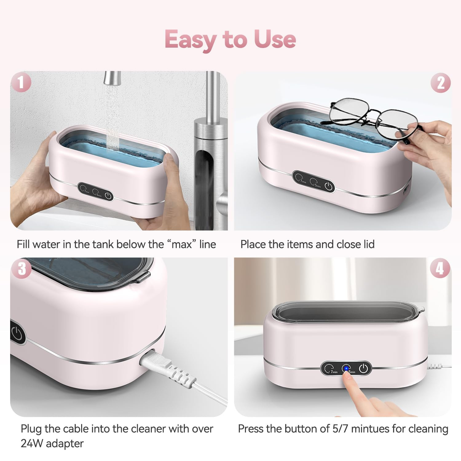 Jewelry Cleaner Ultrasonic Machine, Upgraded 48Khz Ultrasonic Cleaner with 304 S