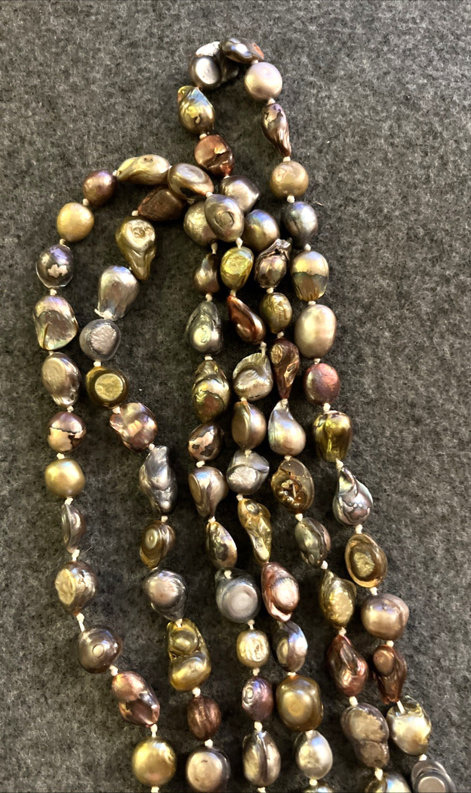 Vintage Large Silver Articulated Koi Fish Pendant Fresh Water Pearl 60″ Necklace