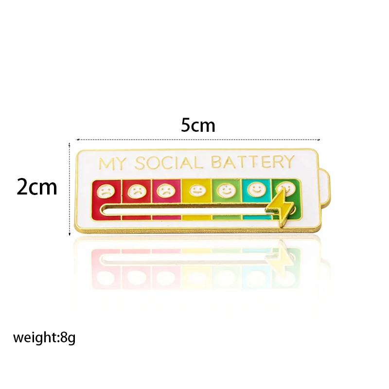 Mood Conversion Energy Brooch for Women Men My Social Battery Badge.