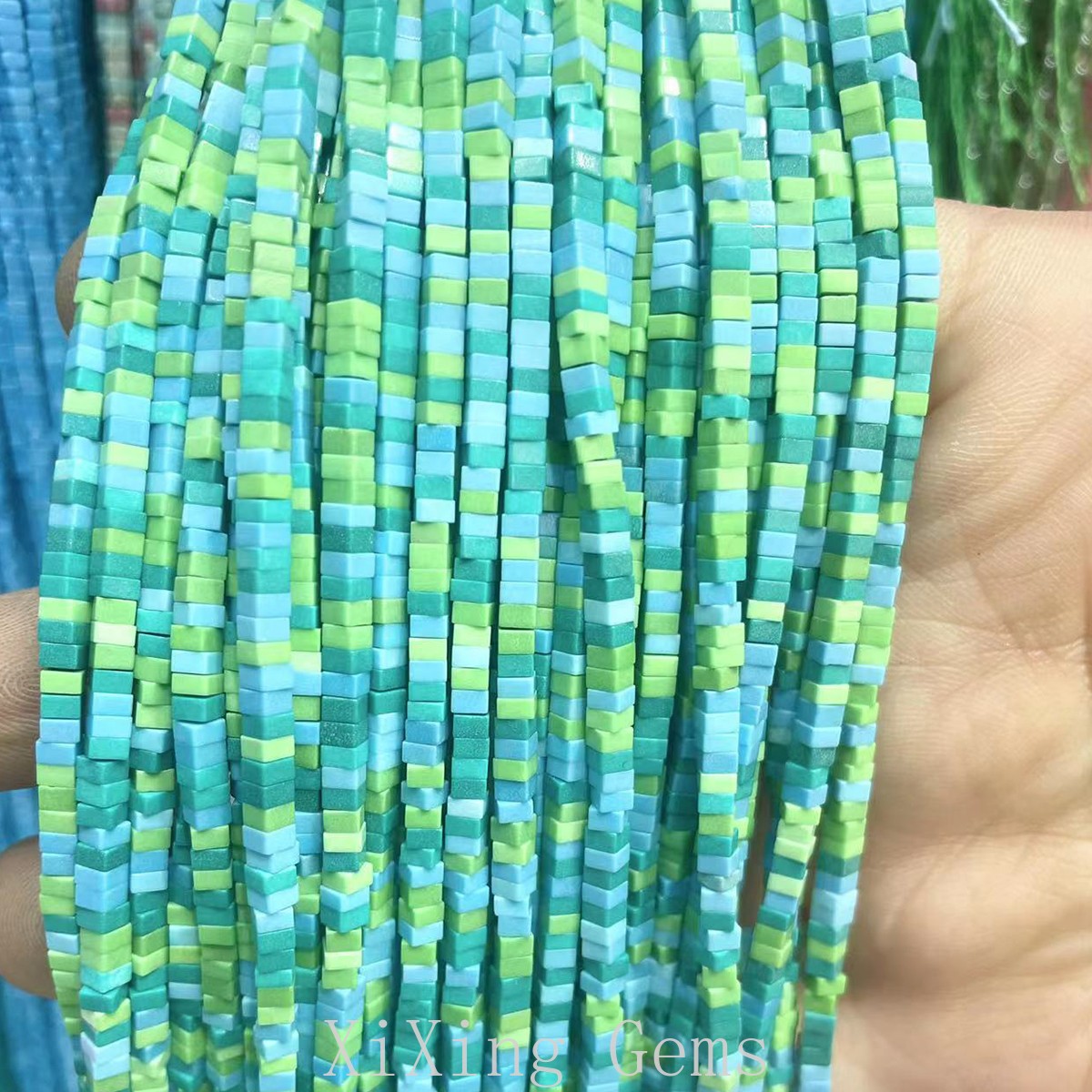 1x2mm Blue Green Turquoise Flat Square Disc Spacer Beads for Jewelry Making DIY