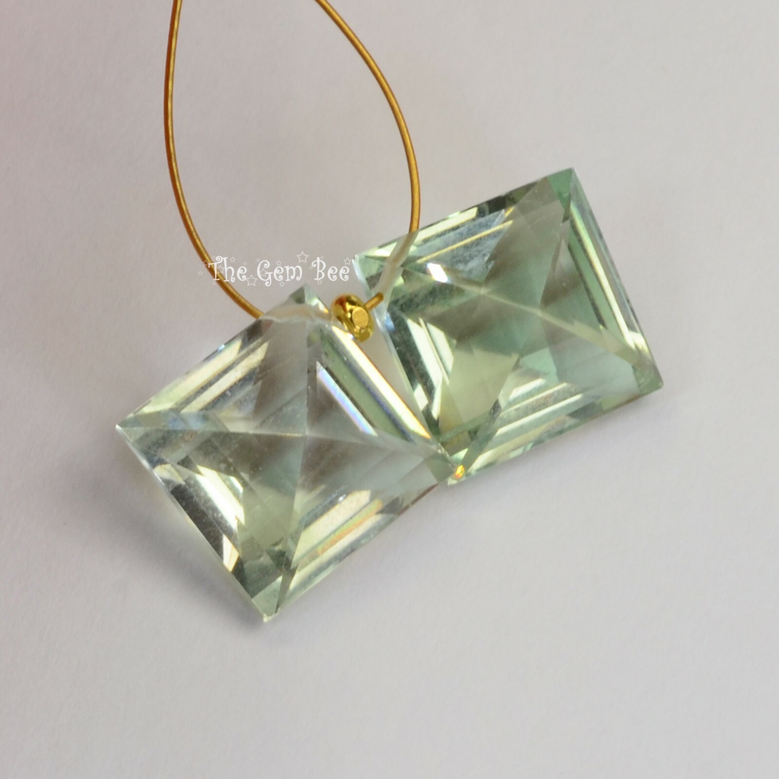 10.3MM Green Amethyst Prasiolite Faceted Kite Briolette Bead PAIR