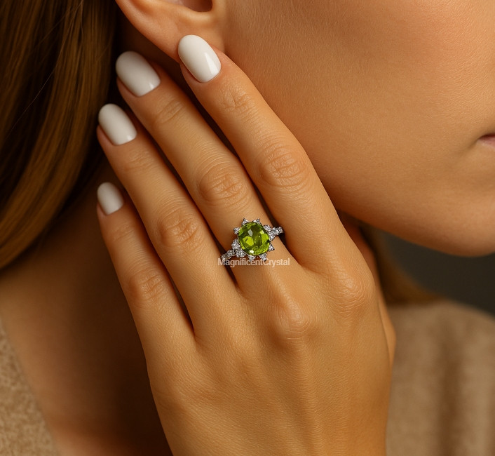 Vintage Peridot Green August Birthstone Ring Anniversary/Birthday Gifts