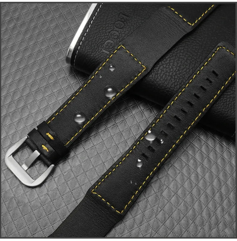 Leather Watch Strap For Dietrich OT-3 OTC-AO1 24mm Black Cowhide Wrist Band