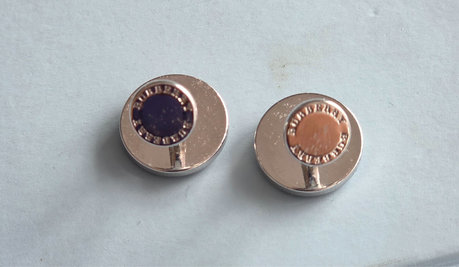 BURBERRY RHODIUM PLATED Round Check Pattern Round Cufflinks 17mm – K25