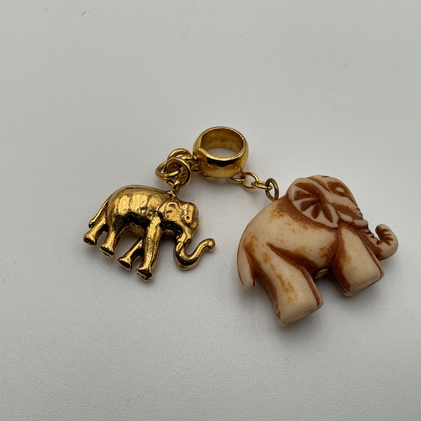 Vtg Elephant Jewelry Lot Pendant, Charms, Enamel Taiwan Hair Barrette