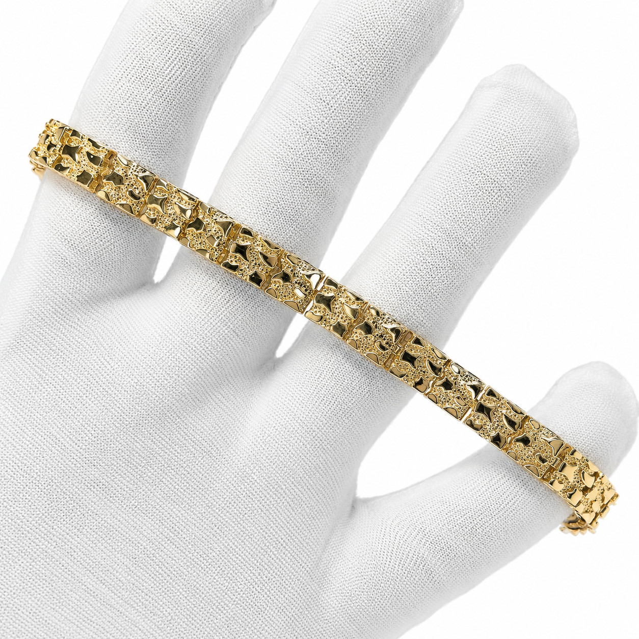 Italian 1/200 14k Yellow Gold Oro Nugget Bracelet Pulsera 8mm Men and Women in