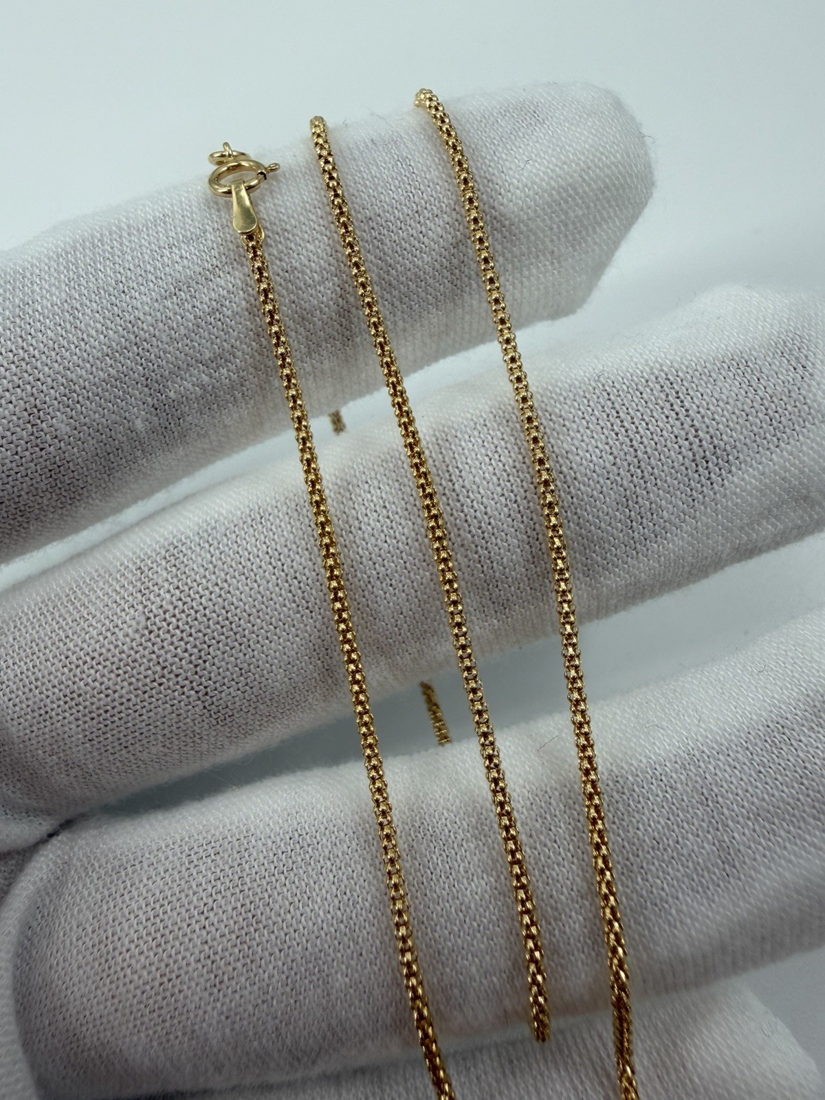 18k Solid Gold Popcorn Chain Necklace 16inches Fine Jewelry 750 stamped