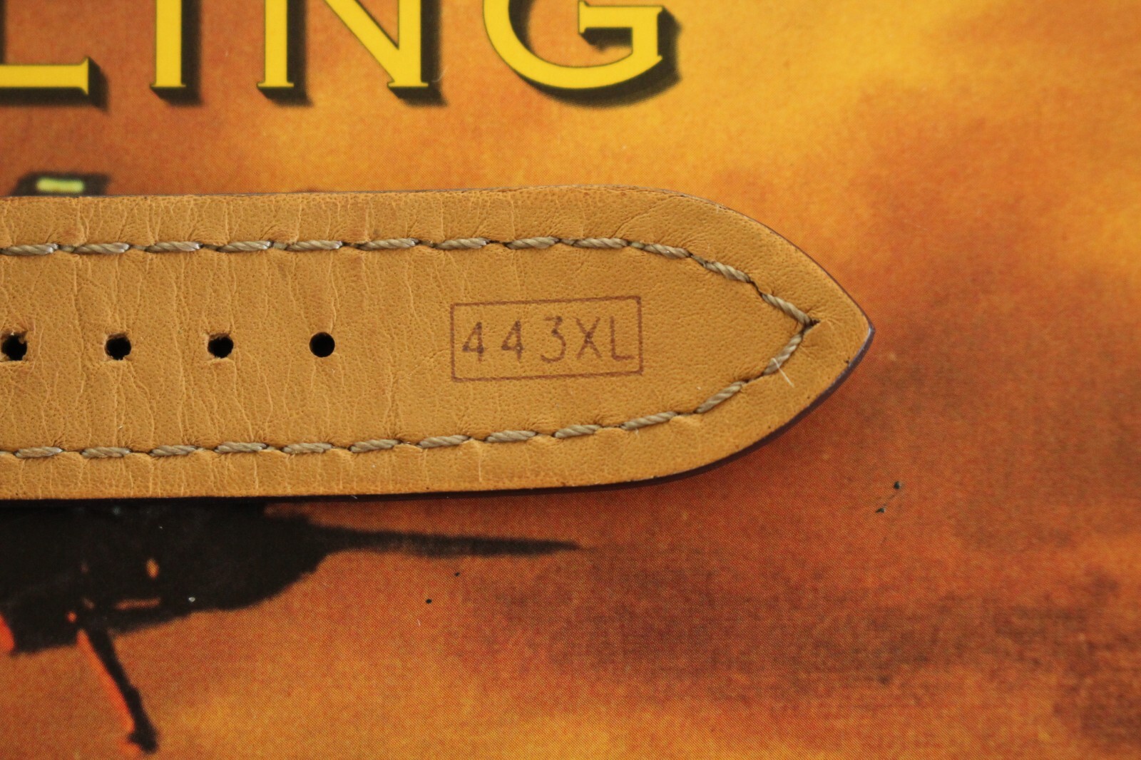 BREITLING 443XL 24-20 BROWN OIL CALF TONGUE BUCKLE WATCH BAND WATCHBAND STRAP E
