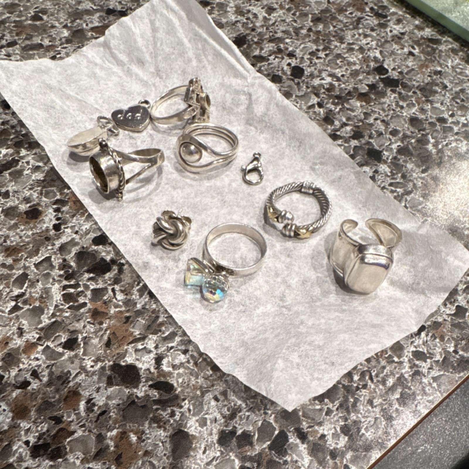 Assorted Silver Metal Rings Band Cocktail Charm Styles