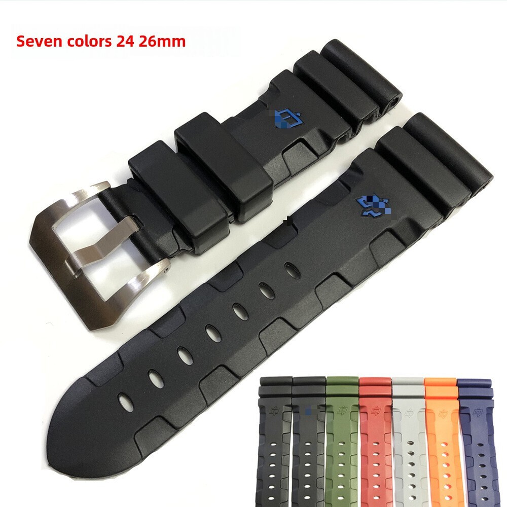 Suitable for Panerai Rubber Silicone Strap 24/26mm Men’s Needle Buckle-