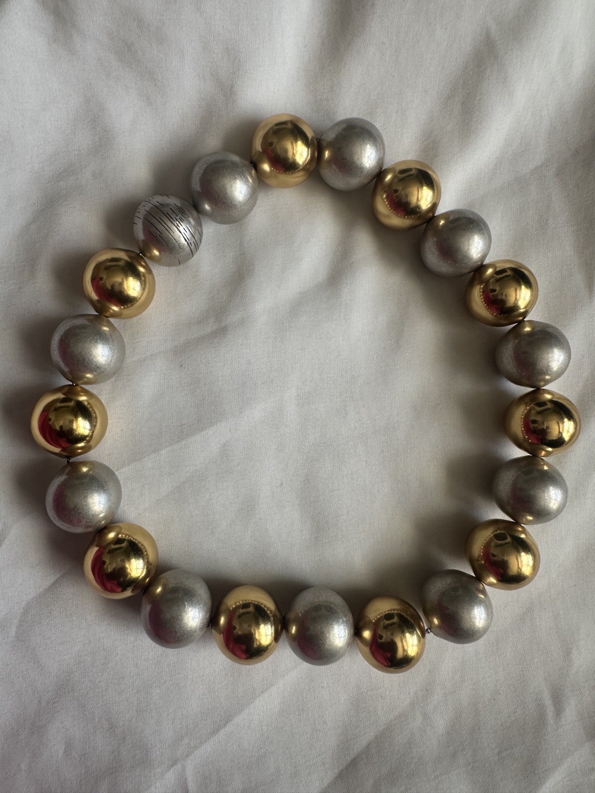 Saint Laurent Geometric Oversized Pearl Metal Necklace