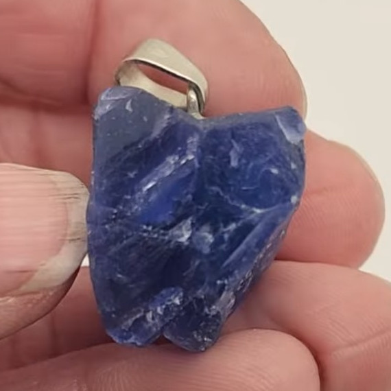 Blue Fluorite Rough Stone Pendant Charm, God’s Stained Glass. Heals All Chakras