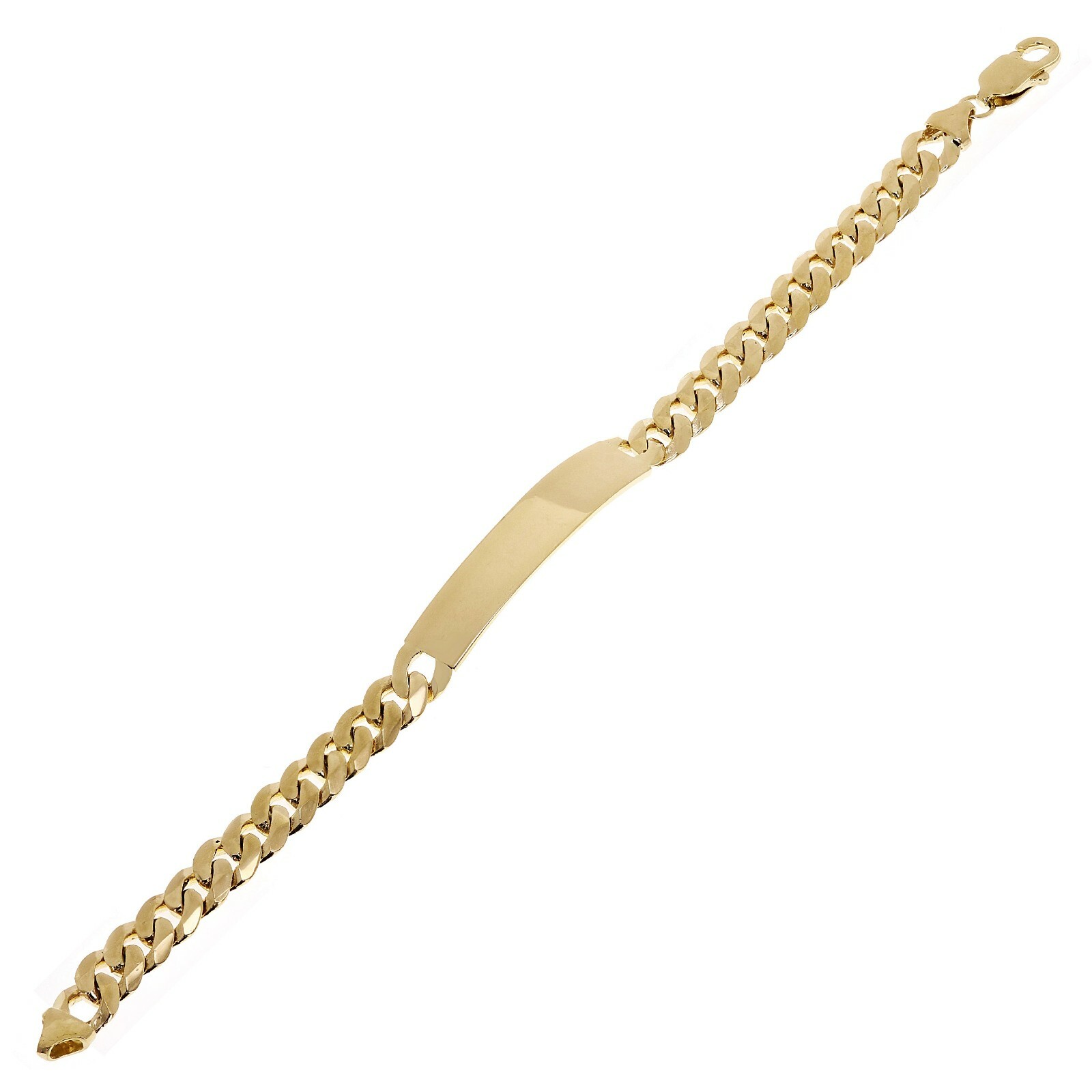 14k Yellow Gold Solid Curb Cuban Link Chain ID Bracelet 7″ 10.2mm 19.7 grams