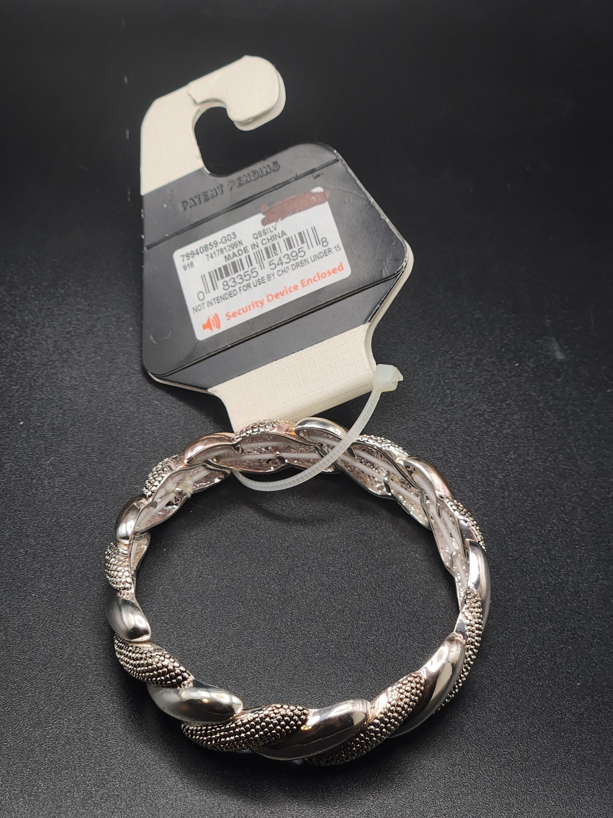#0050 – Napier Silver Tone Twisted Stretch Bracelet Textured New With Tags NWT