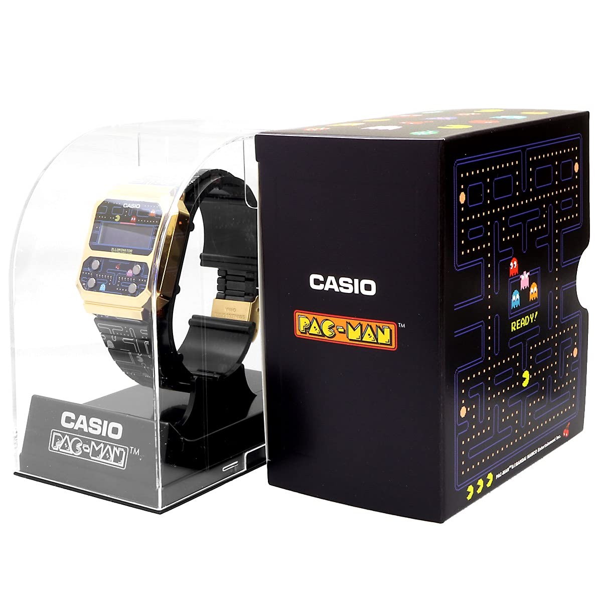 CASIO A100WEPC-1BJR Pac-Man Limited Collaboration Digital Watch Black Gold NEW