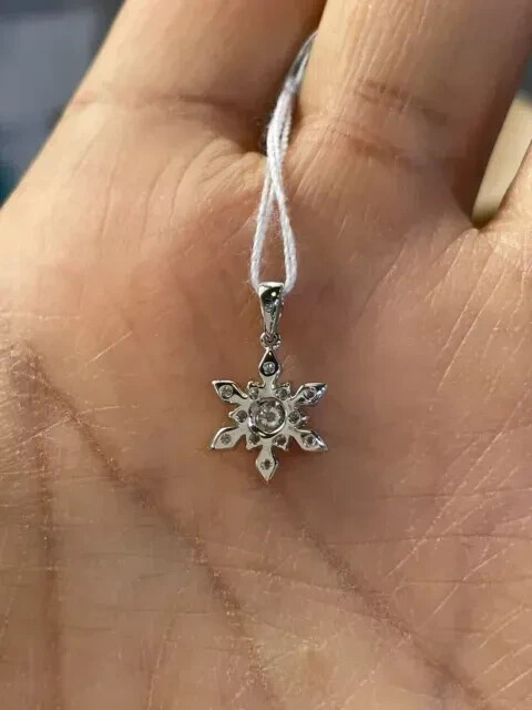 1.20Ct Round Cut Lab Created Diamond Snowflake Pendant 14K White Gold Plated