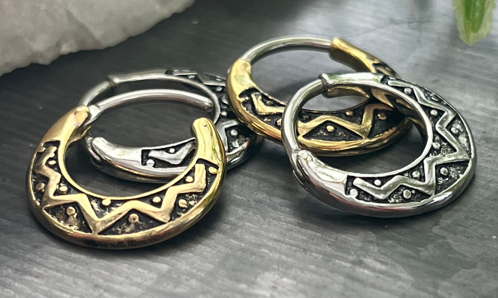 Tribal Fan Design Round Surgical Steel Septum Clicker Pierced Nose Ring 16g