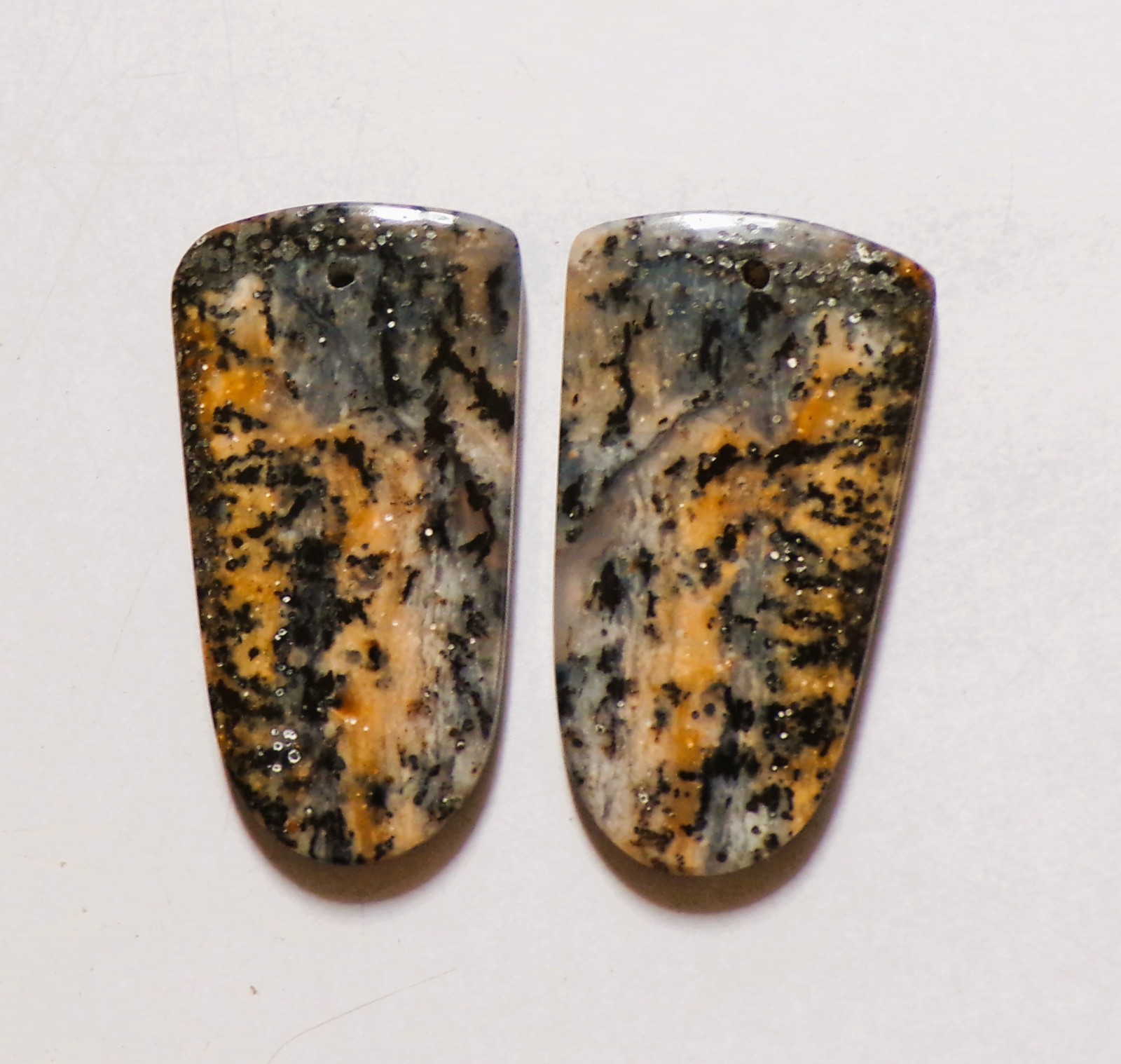 43.50 Cts Natural Honey Dendrite Drilled Cabochon Match Pair Gemstone 35X19MM 62