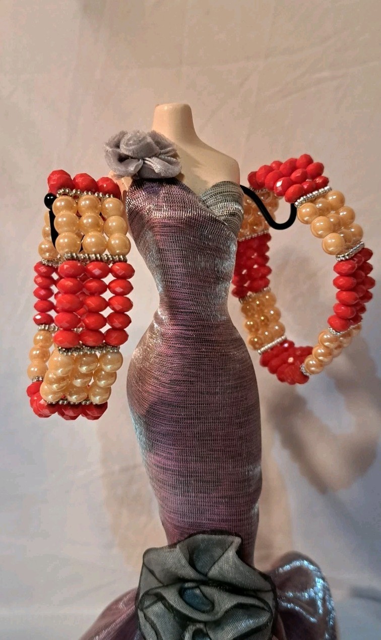 2pcs Maasai Red Beaded Bracelet Handmade Burkina Faso Africa Authentic Stretchy