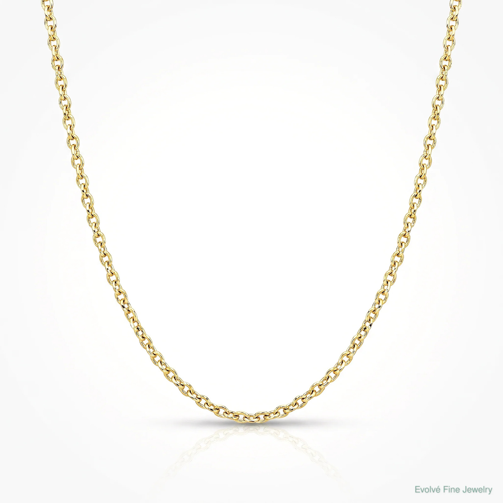 14K Yellow Gold .6mm Diamond-Cut Round Open Link Cable Chain Necklace 14″-24″
