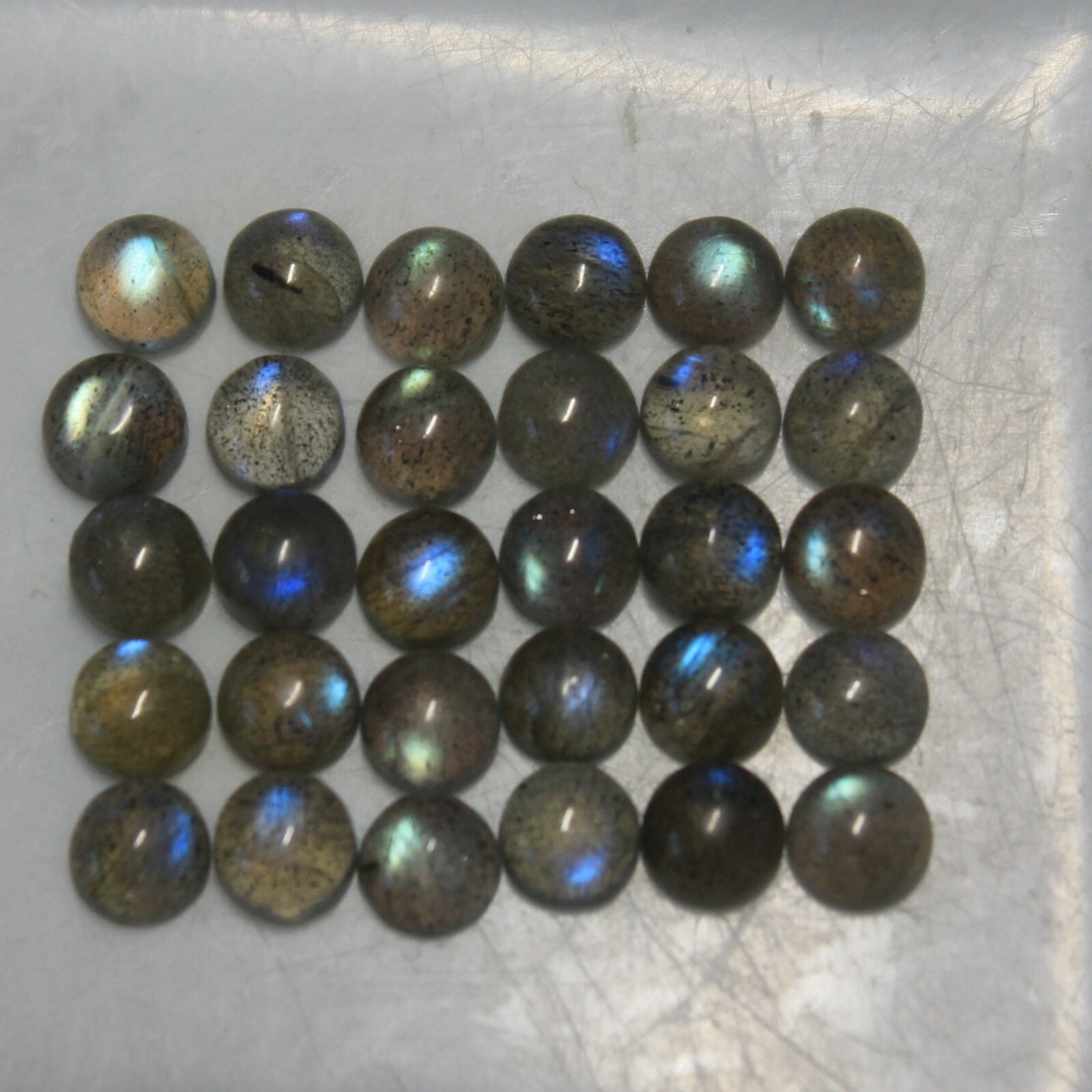 Labradorite 3mm, 4mm, 5mm, 6mm, 7mm, 8mm, 10mm Flat Back Round Cabochon Gem(s)