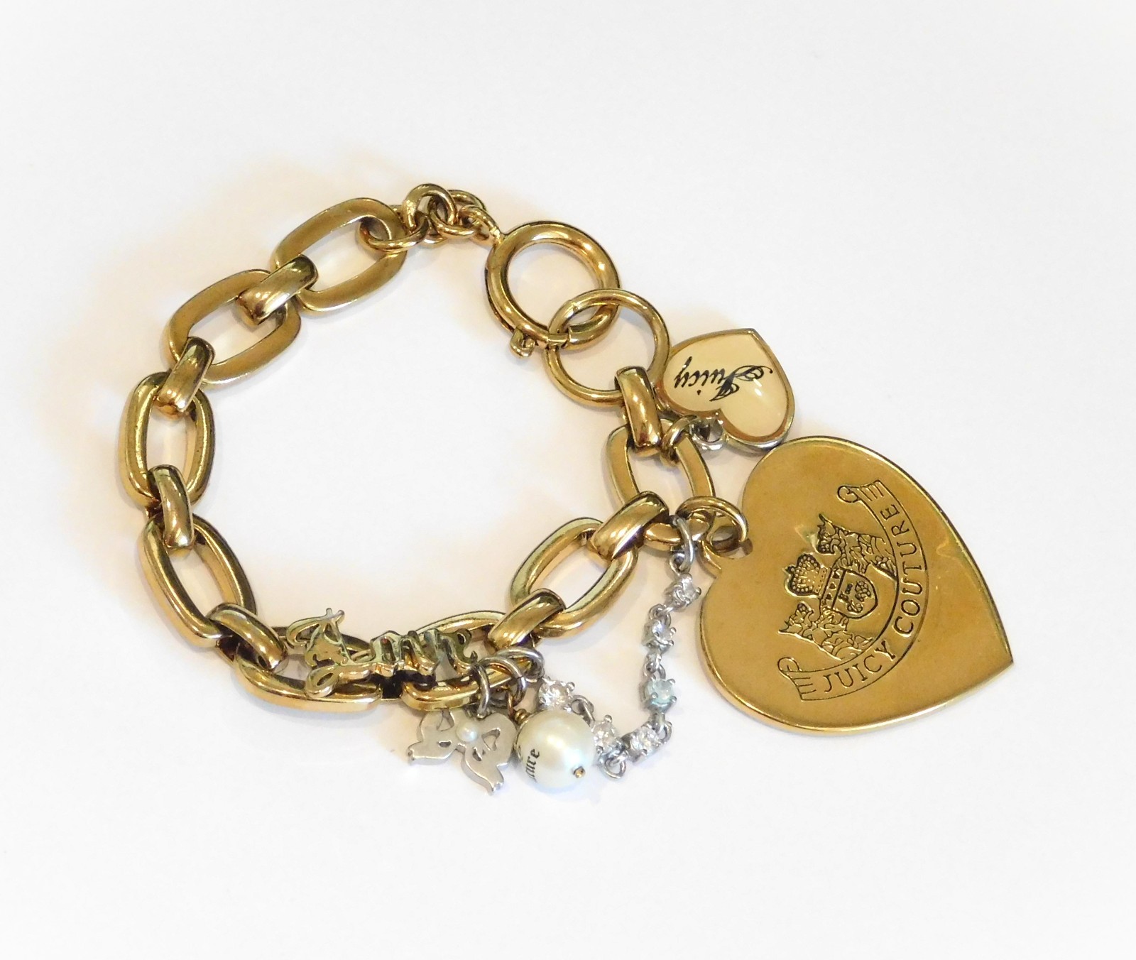 Juicy Couture Love Script “Let Them Eat Couture” Gold Charm Bracelet